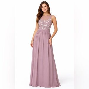 🆕 Mauve Dusty Rose Maxi Dress, Sequin Details, Bridesmaids, Prom, Black Tie gown